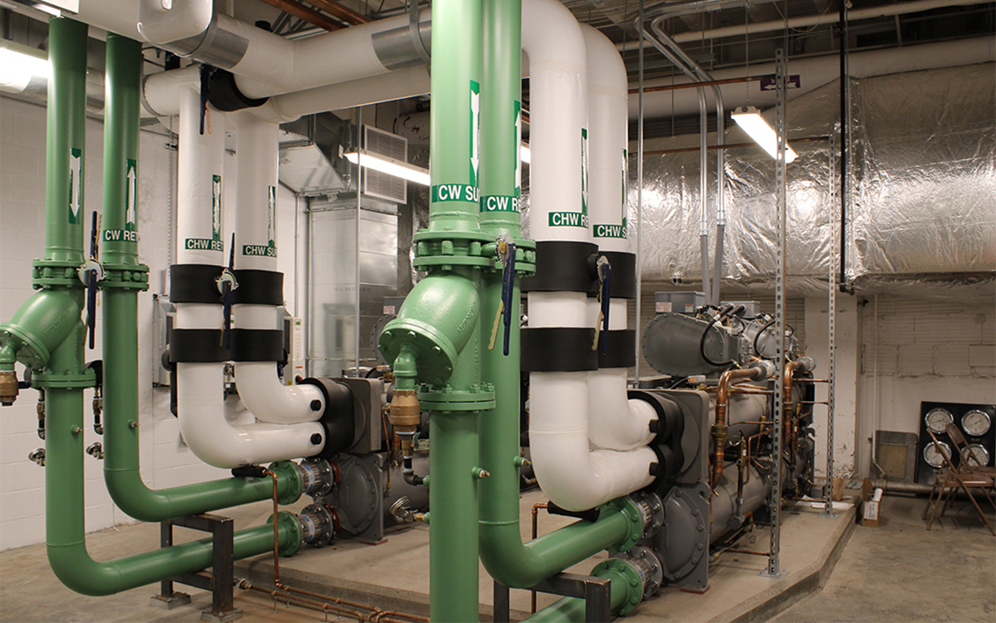 Photo of the new water chillers at the Soldiers and Sailors Memorial Hall building