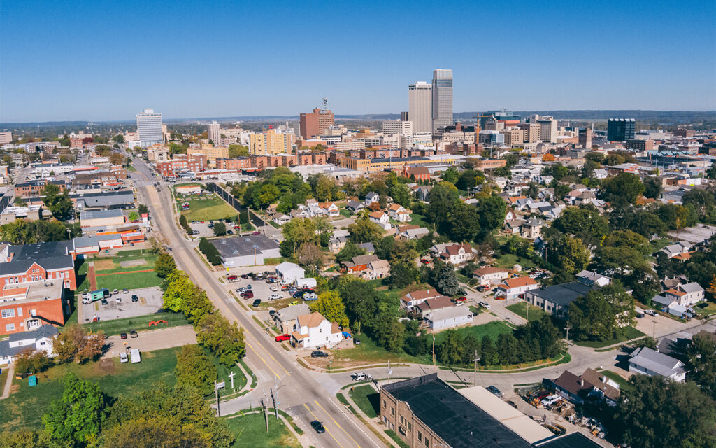 Photo aerial view of 24th Street Complete Streets in Omaha, Nebraska