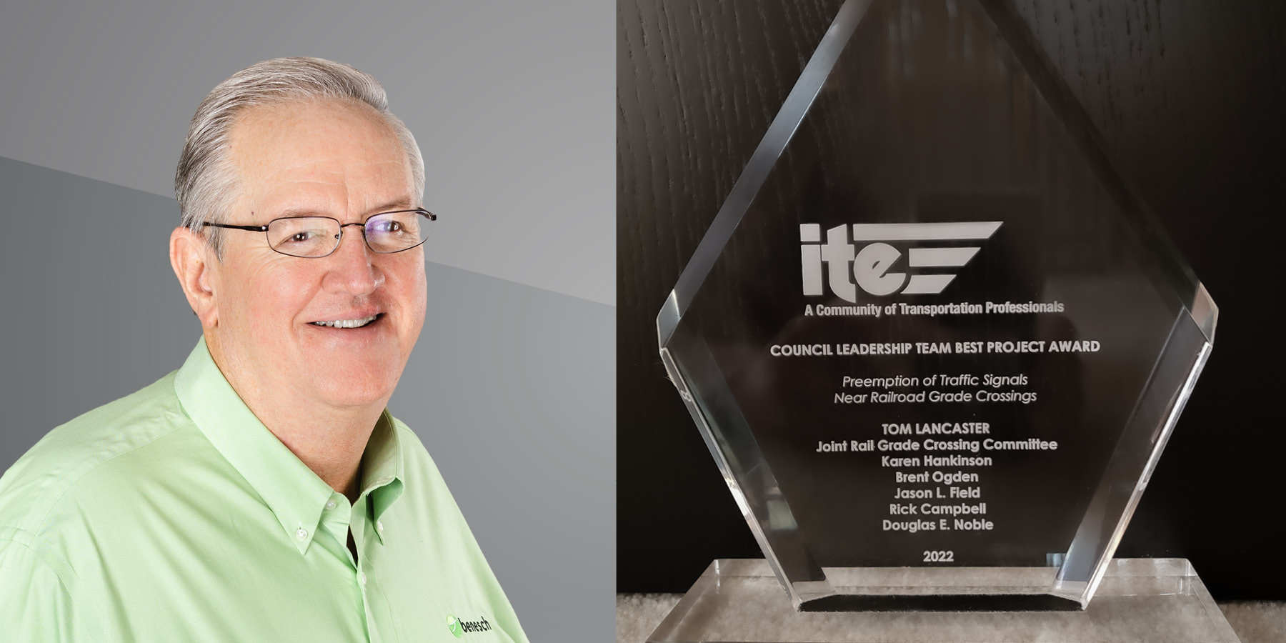 Photo of Benesch's employee Rick Campbell and his 2022 ITE Best Project Award