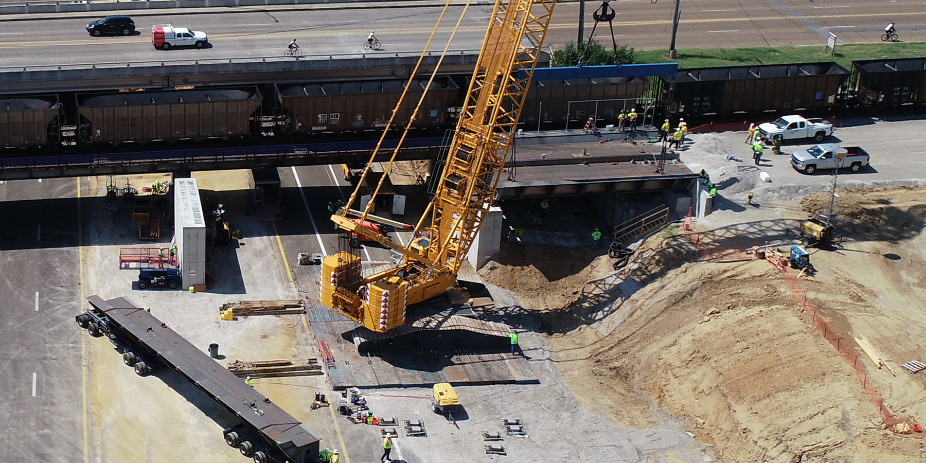 Aerial view of the construction phase at the I-240 MemFix4 CMGC in Tennessee