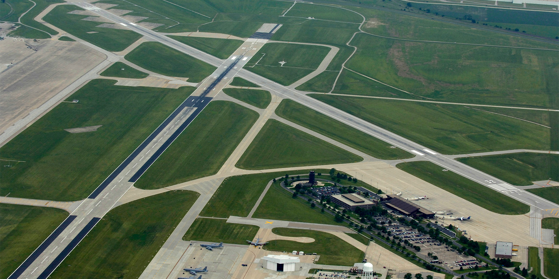 Aerial view of Lincoln Airport in Lincoln, Nebraska