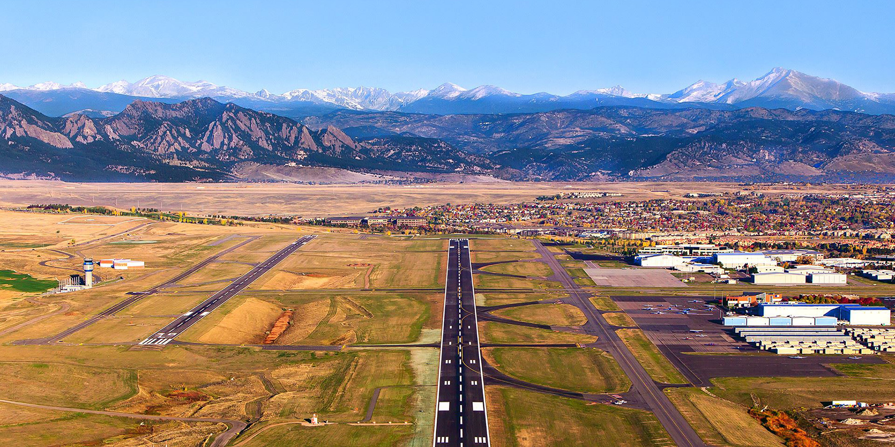 Aerial view of Rocky Mountain Airport in Colorado