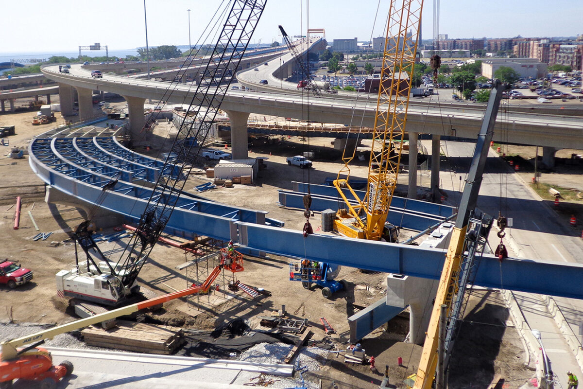 Aerial view photo of the Lakefront Gateway construction