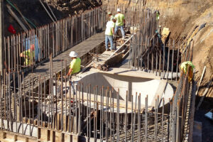 Aerial photo of the construction of a wastewater facility