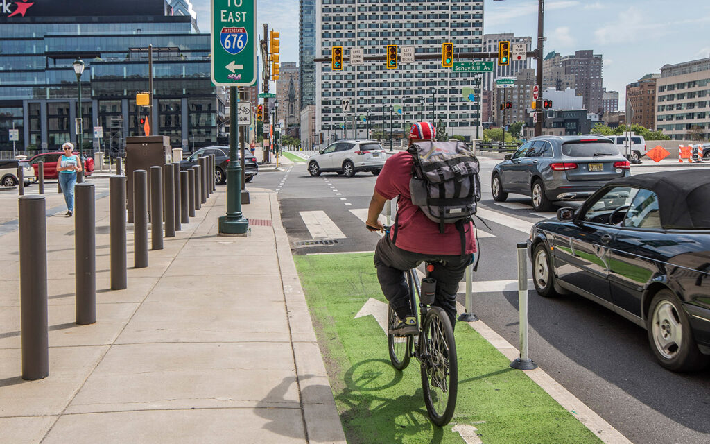 Cyclist on roadway