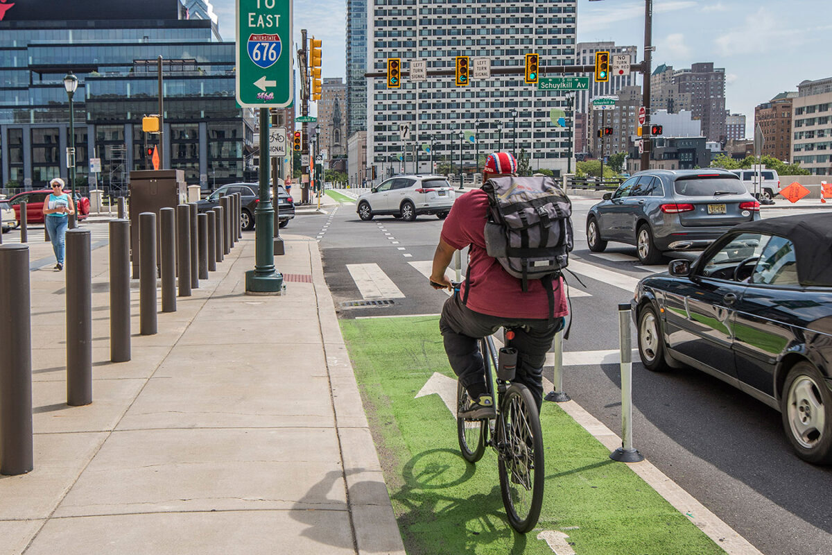 Cyclist on roadway