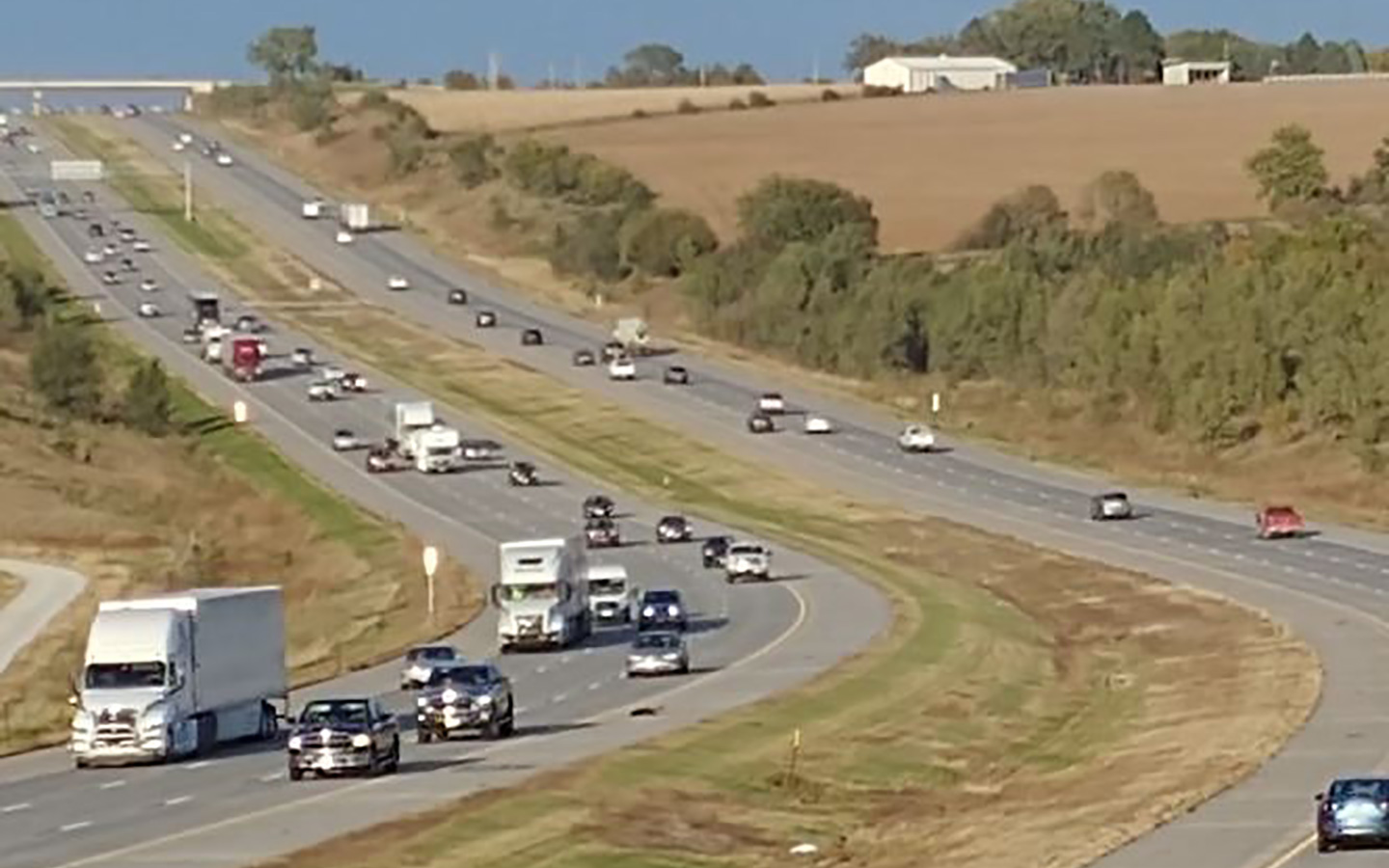 Traffic along I-80 in Nebraska