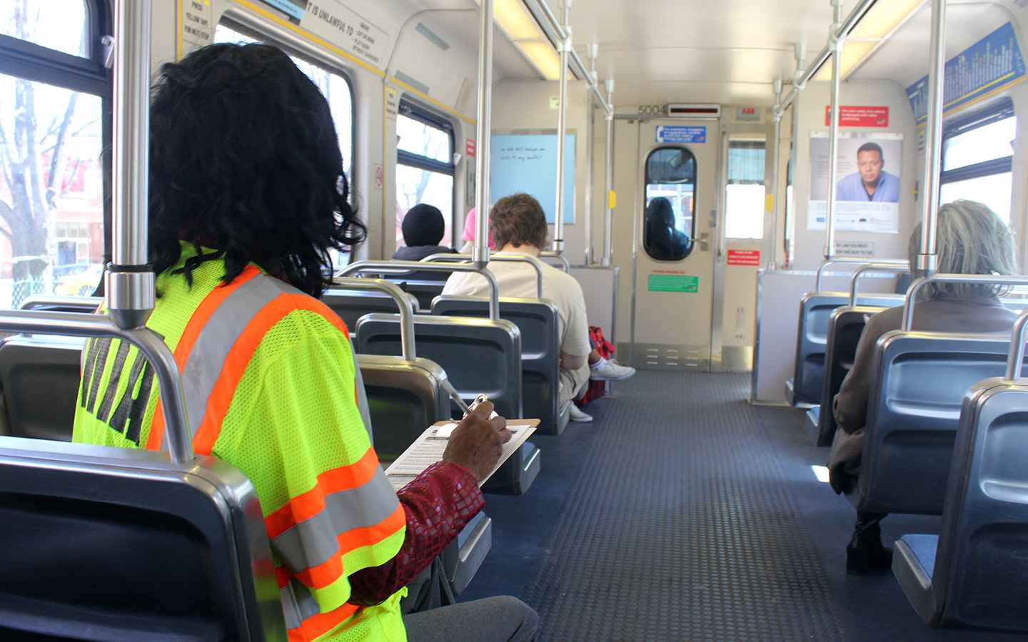 Photo of mystery rider on board of MTA rail system in Maryland