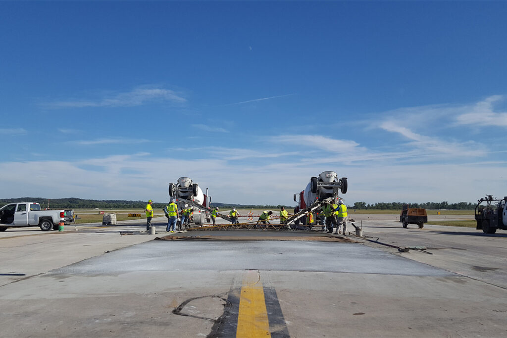 image of construction during annual runway repairs at Eppley Airport