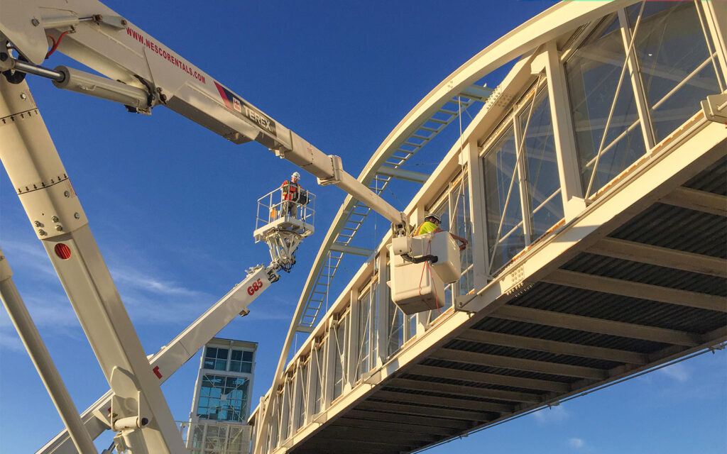 Photo of a pedestrian bridge inspection in Colorado