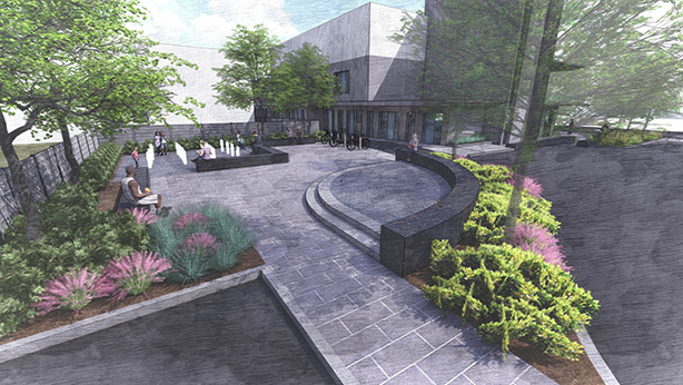 Rendering concept for the clinic's pocket park