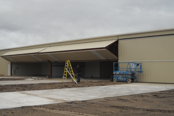 Photo of a new hangar under construction at Miller Field