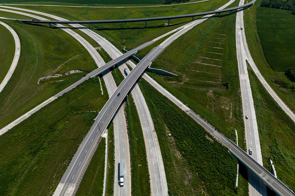 Aerial view photo of Lincoln South Beltway in Nebraska