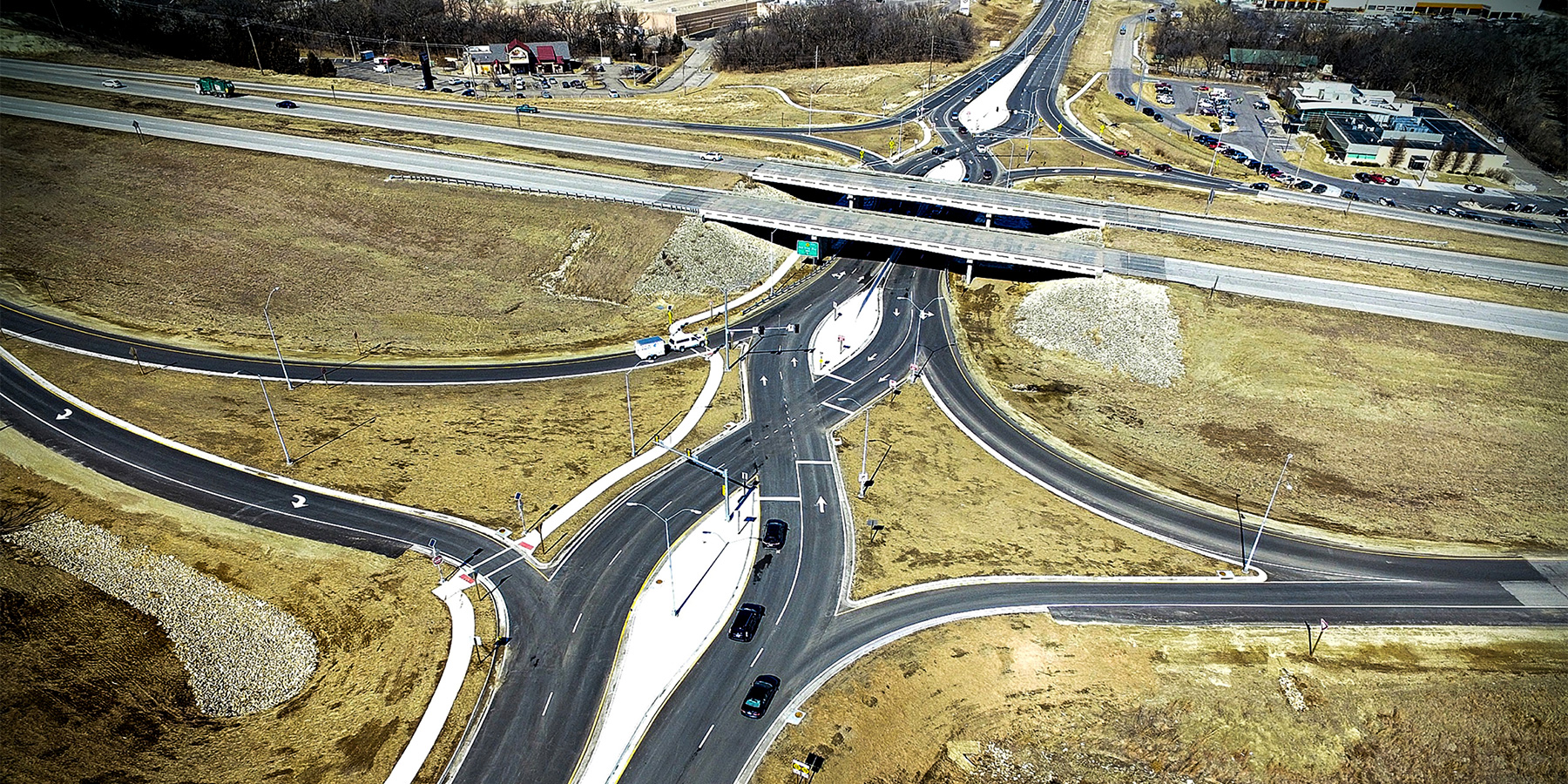 Photo aerial view of K113 and K18 in Manhattan, Kansas