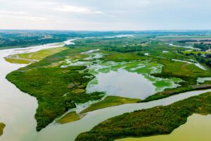 Aerial view photo of Niobrara River wetlands in Nebraska