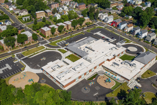 Aerial view photo of Smalley Elementary School in Connecticut