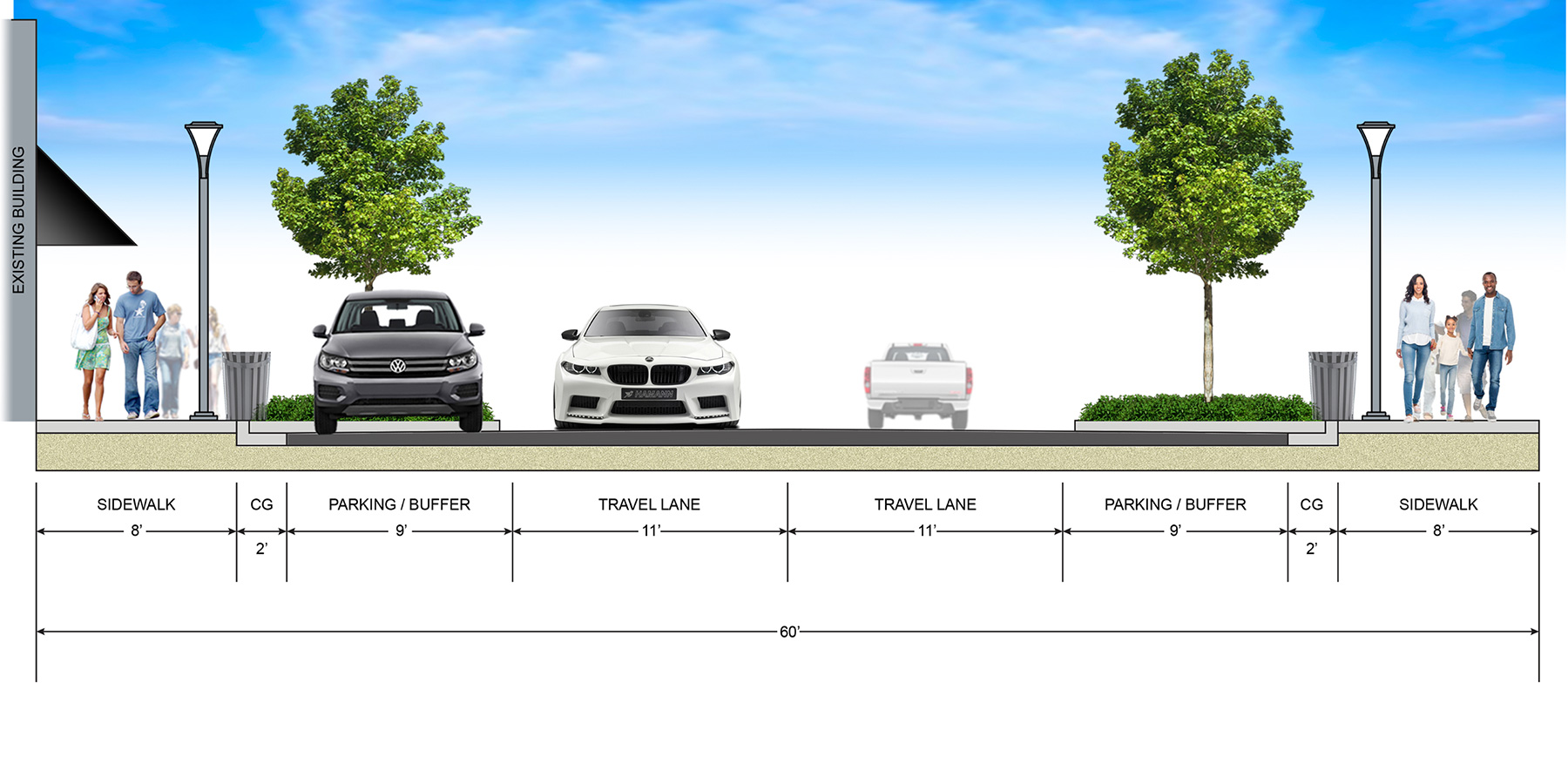 Illustration of the improved street concepts for the Bayshore/Gateway Triangle Redevelopment Area in Collier County, FL