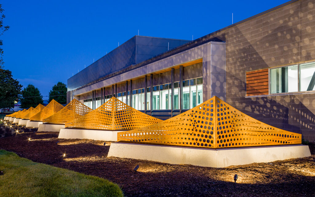 Photo of landscaping structural elements at MEDIC, Mecklenburg EMS Agency in North Carolina