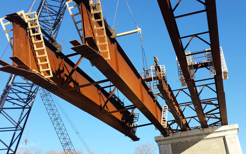 Close-up photo of metal trusses at SR-33 over Clinch River in Tennessee