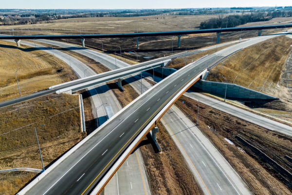 Aerial view of the Lincoln South Beltway in Lincoln Nebraska