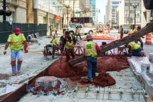 Photo of construction for the Central Loop Bus Rapid Transit in Illinois