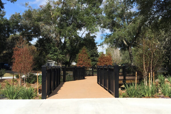 Photo of a stormwater pond walkway in a city park in Casselberry, FL