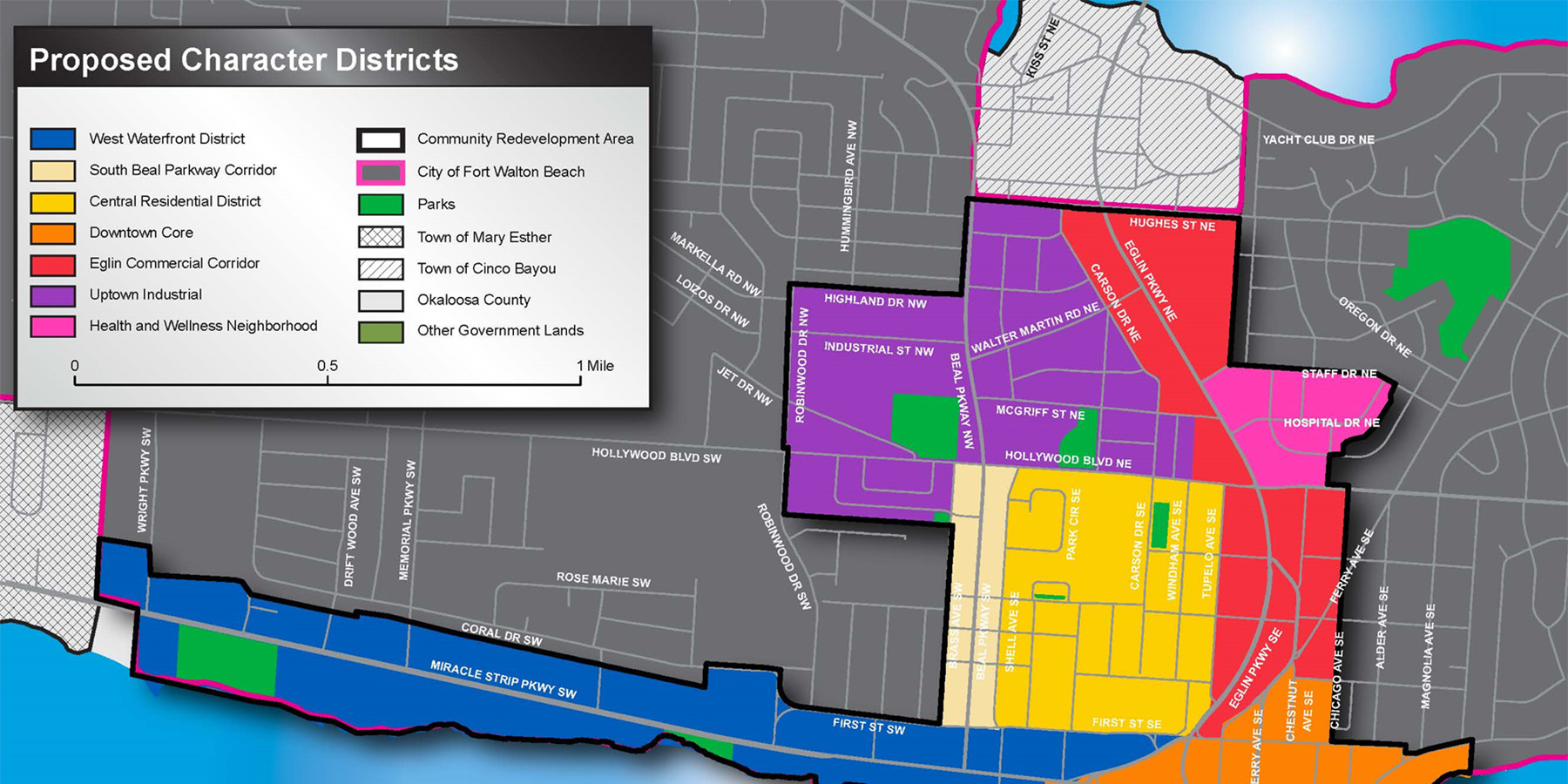 Photo of a proposed map for new boundaries and characters for the City of Fort Walton Beach, FL