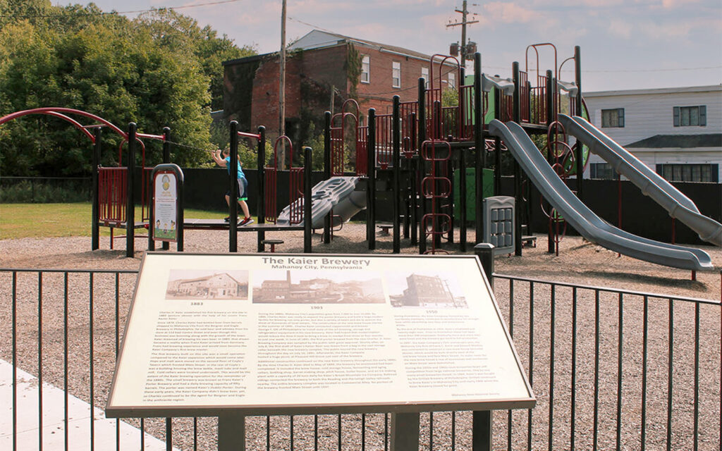 Kids playing at Kaier Brewery Community Park in Mahanoy City, Pennsylvania