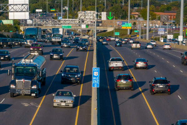 A photo of the Madison Beltway from above with traffic