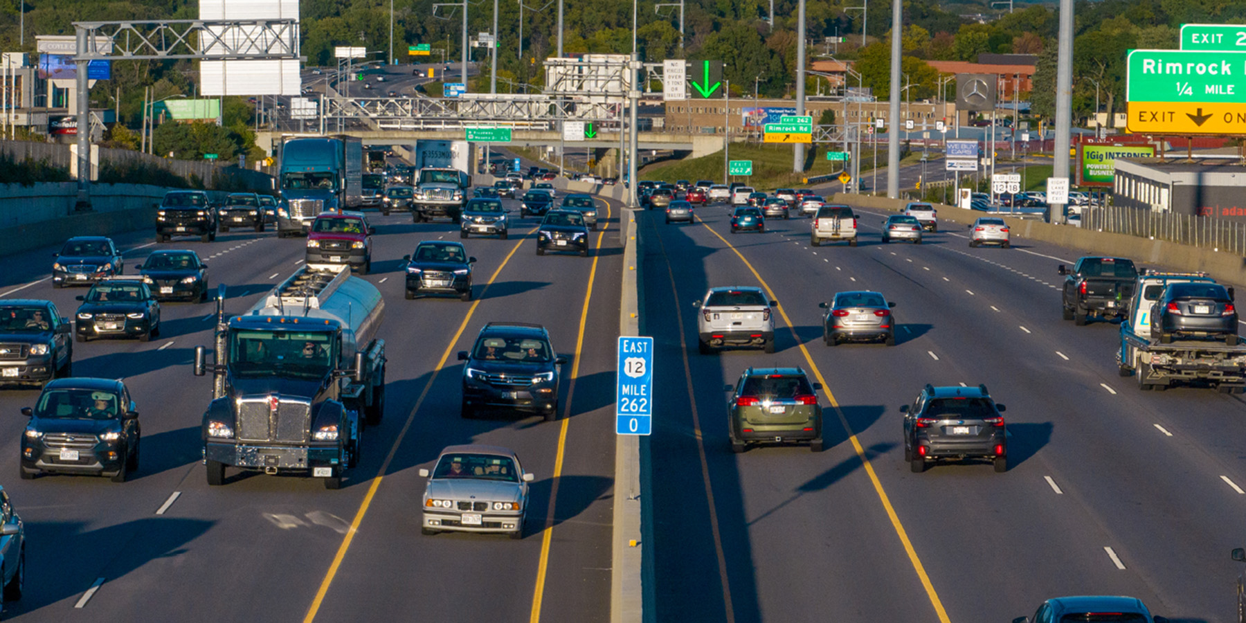 A photo of the Madison Beltway from above with traffic