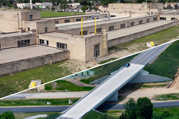 A photo of Springwells Water Treatment Plant and US-31 Connector roadway