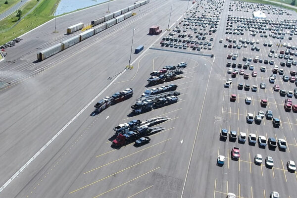 Close up of an intermodal facility