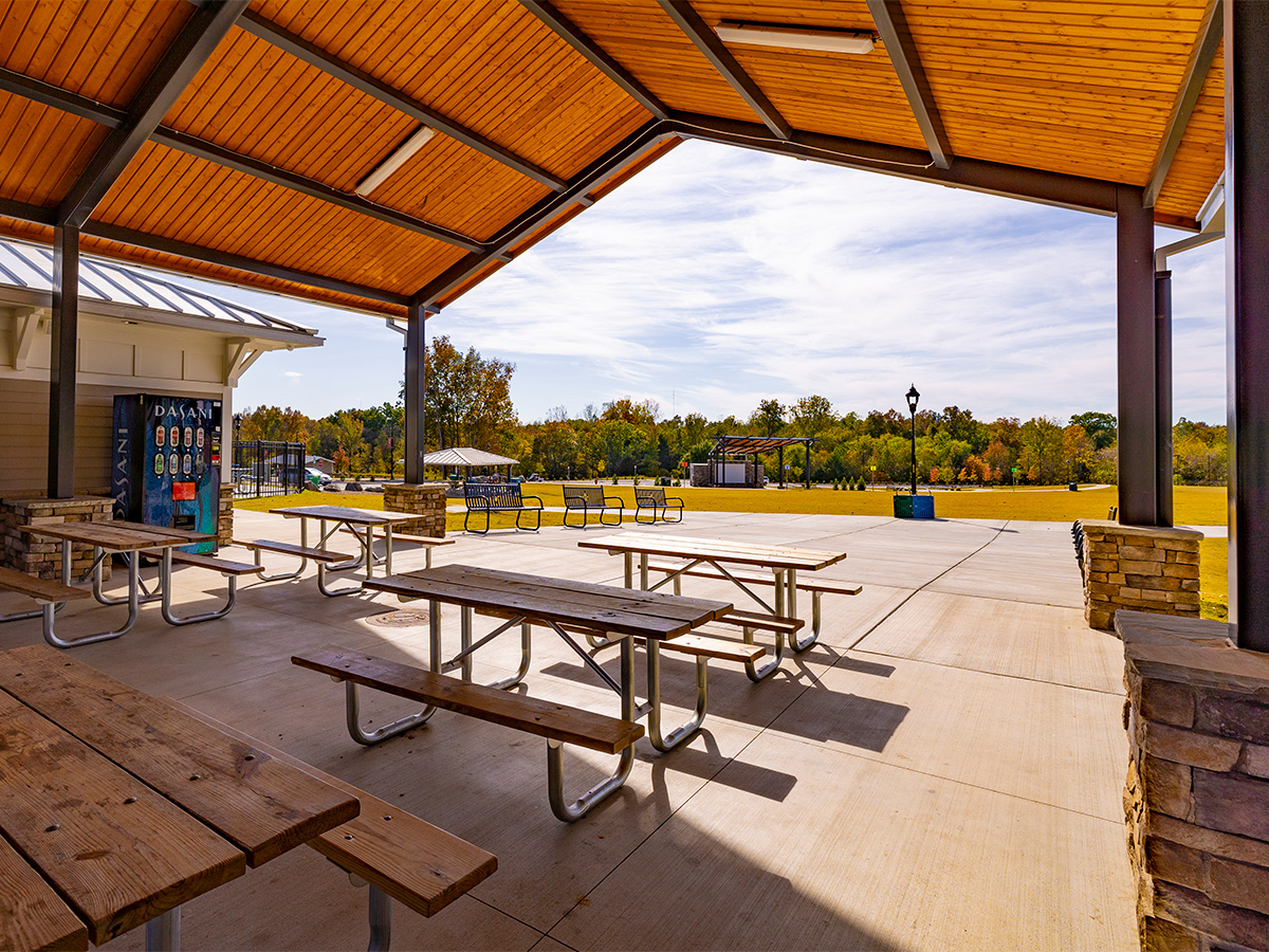 Photo of park pavilion at Harrisburg Park in North Carolina