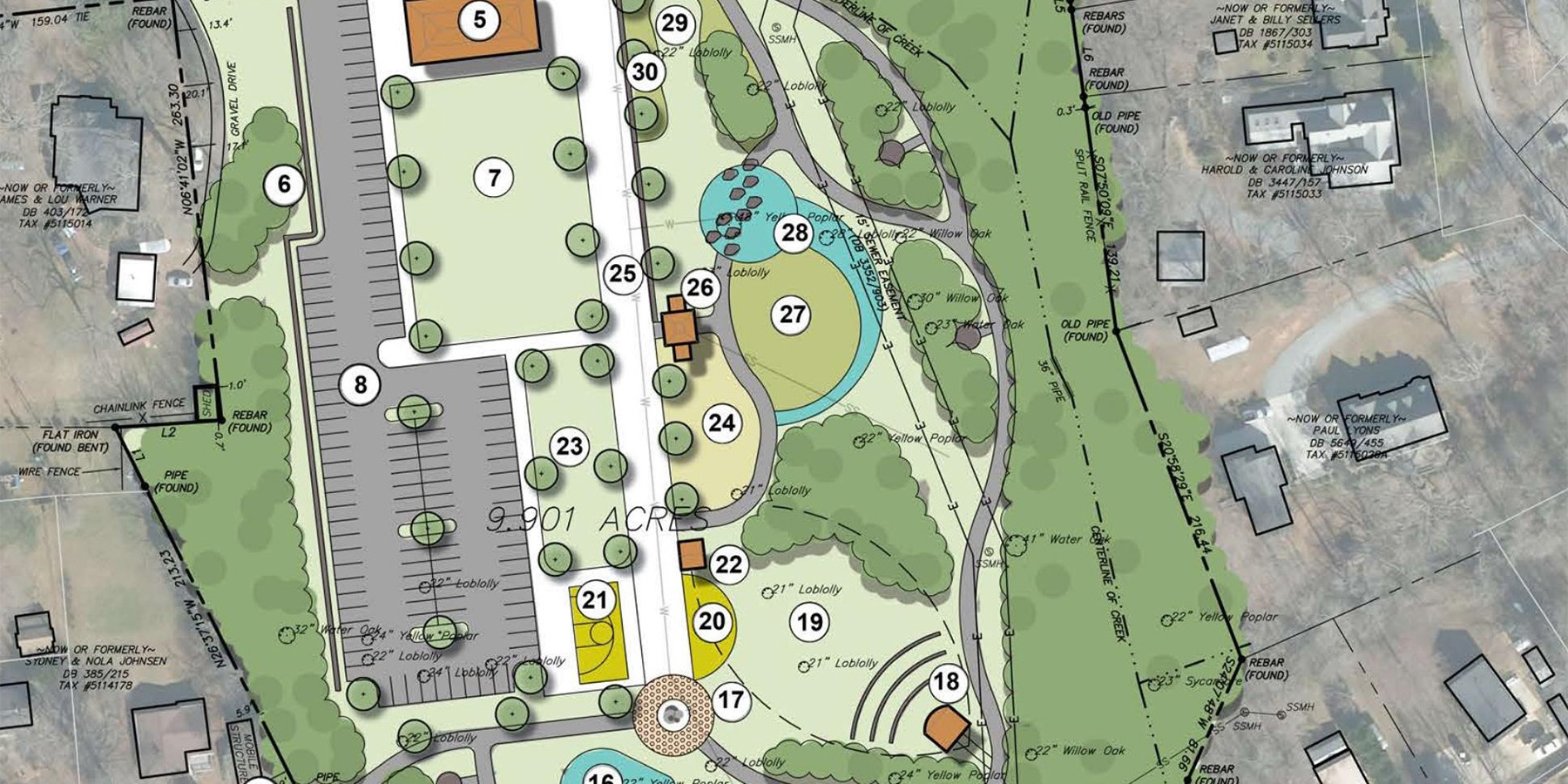 Site plan rendering on the Town of Waxhaw downtown in North Carolina