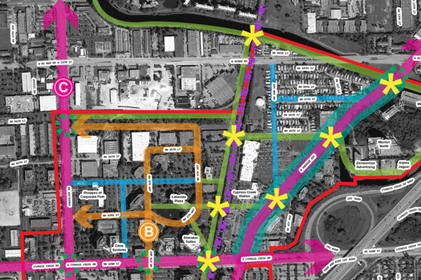 Illustration of a proposed connectivity map for the Uptown Villages in Fort Lauderdale, Florida