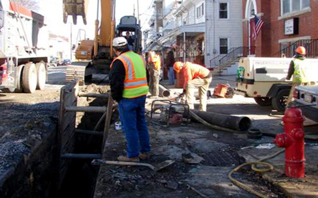 Photo of Benesch employees working on upgrading a water distribution system in Mahony, Pennsylvania