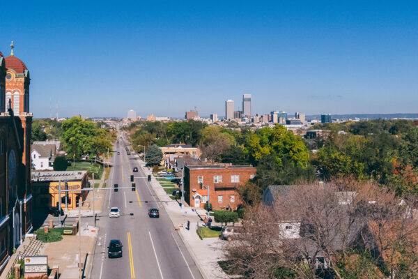 Photo aerial view of 24th Street Complete Streets in Omaha, Nebraska