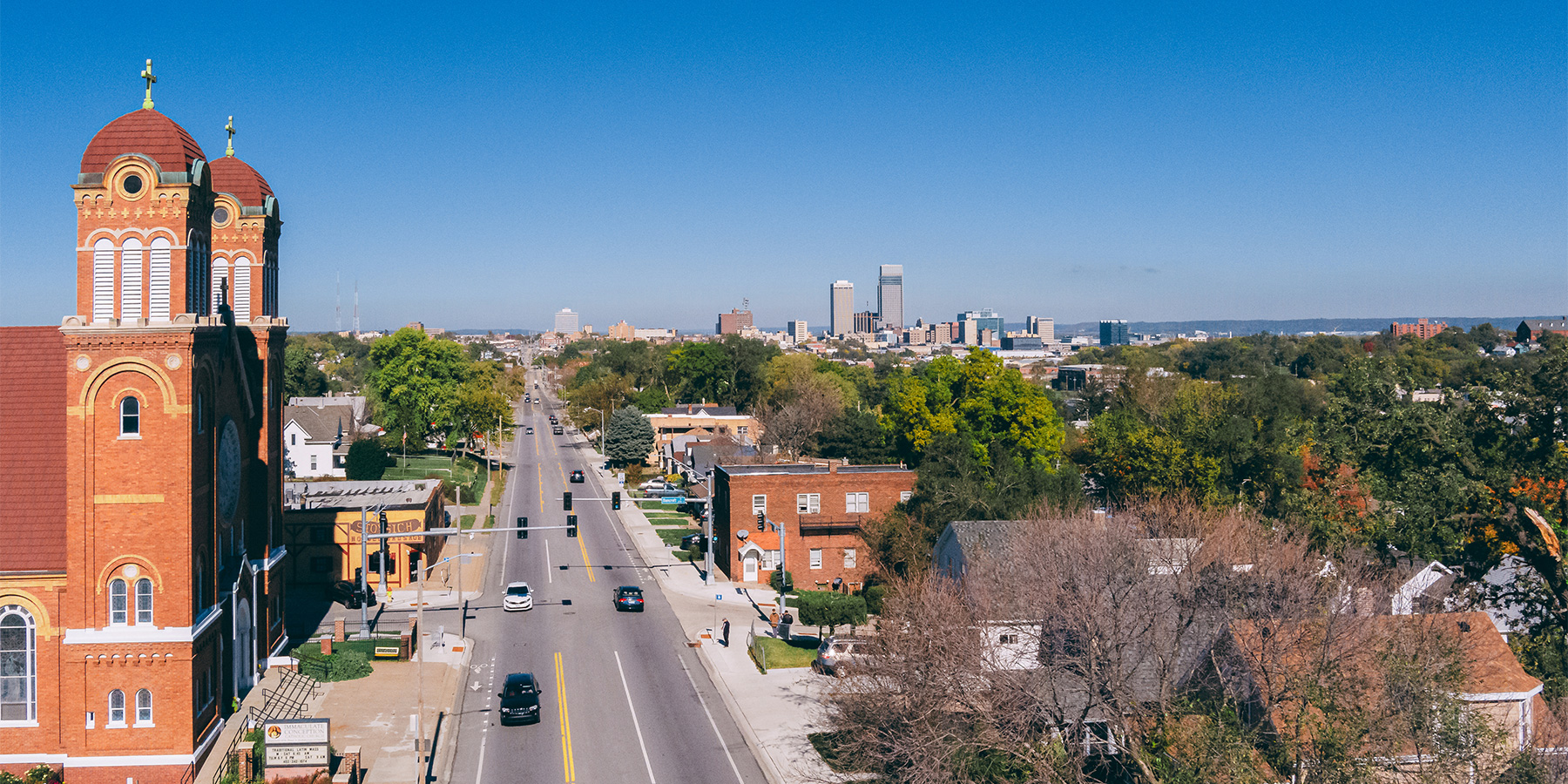 Photo aerial view of 24th Street Complete Streets in Omaha, Nebraska