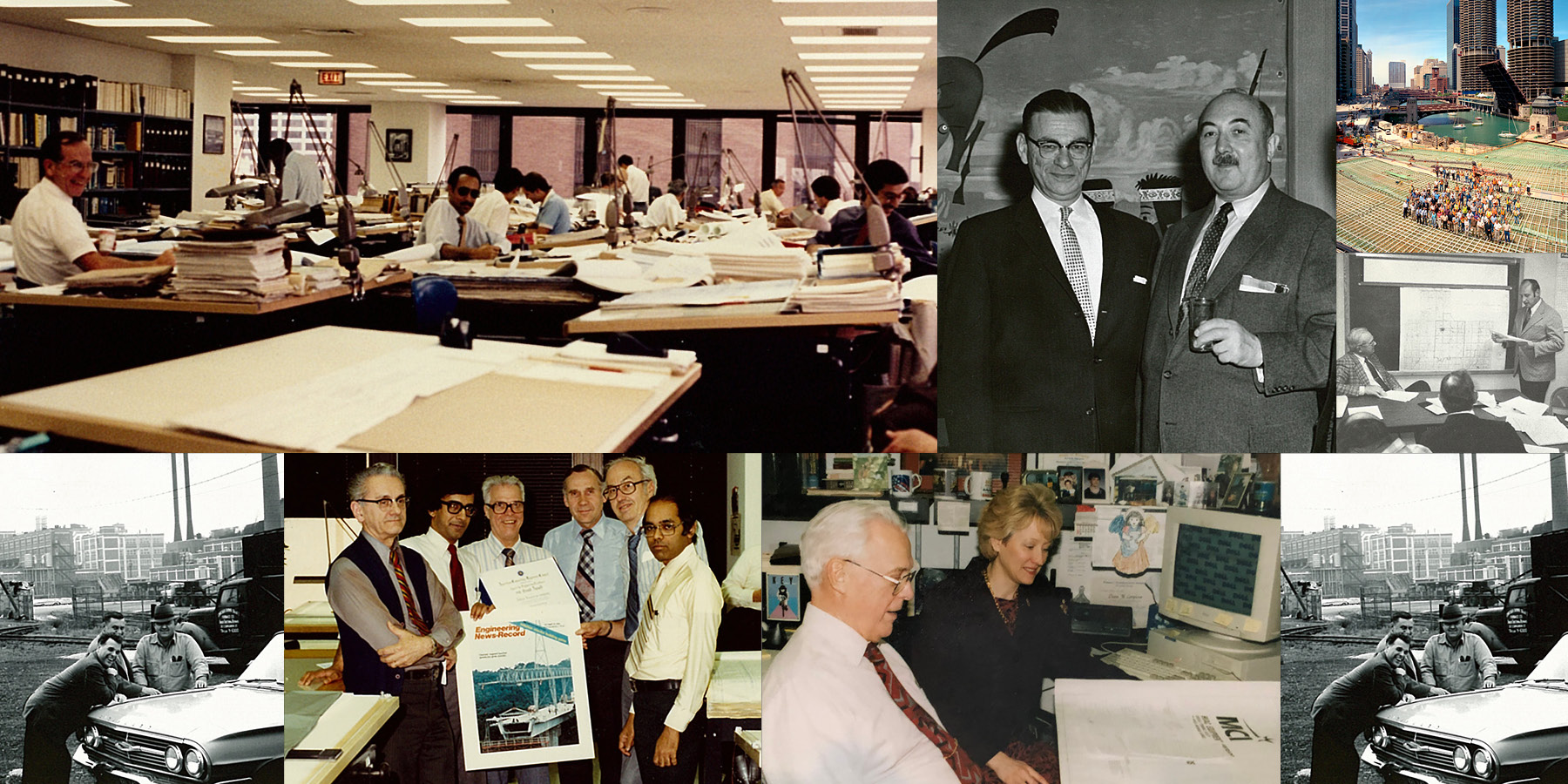 collage image of pictures from Benesch's history, featuring employees from the last 75 years