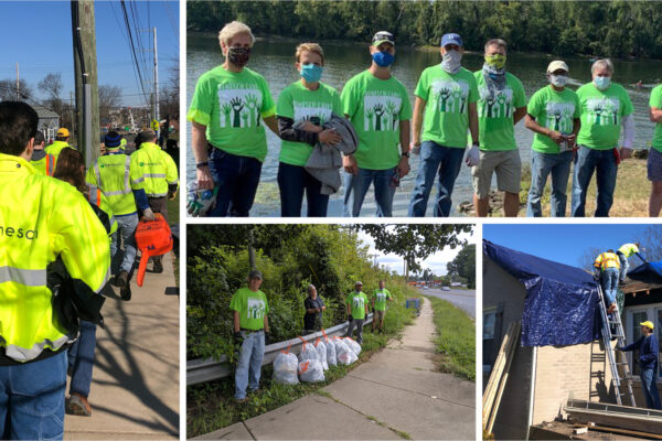 Photo collage of Benesch employees at various volunteering events for the 2020 Summer of Service program