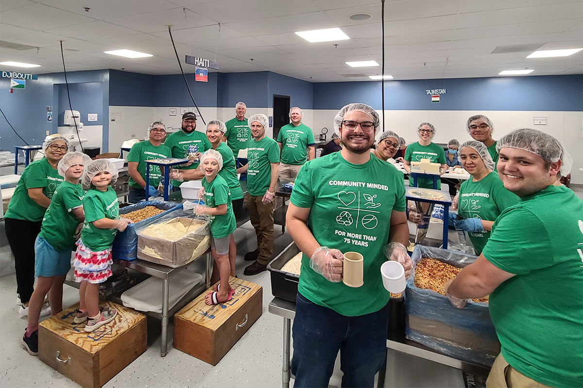 Benesch staff working at a food pantry in Naperville, IL