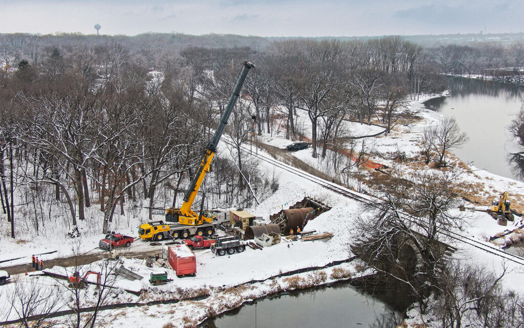 Photo of construction at the Fox River Trail in South Elgin, Illinois