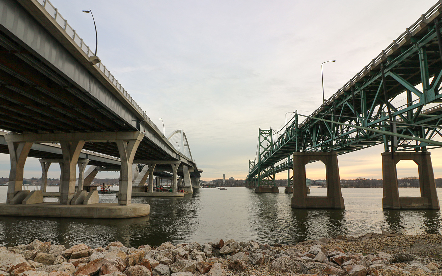 Photo of the old bridge structure to the west