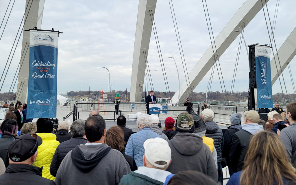 Photo of the opening ceremony at I-74 Bridge over Mississippi River