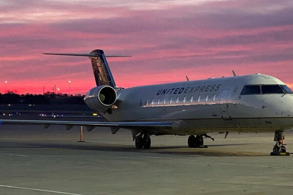 plane and sunset