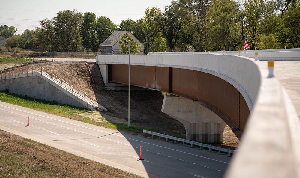 A photo of a highway bridge that is part of the Lincoln South Beltway