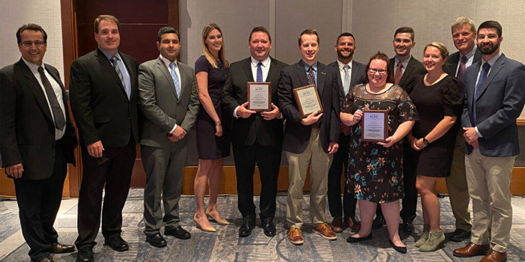 Photo of Benesch team with ACEC award for Route 147 in Agawam, Massachusetts