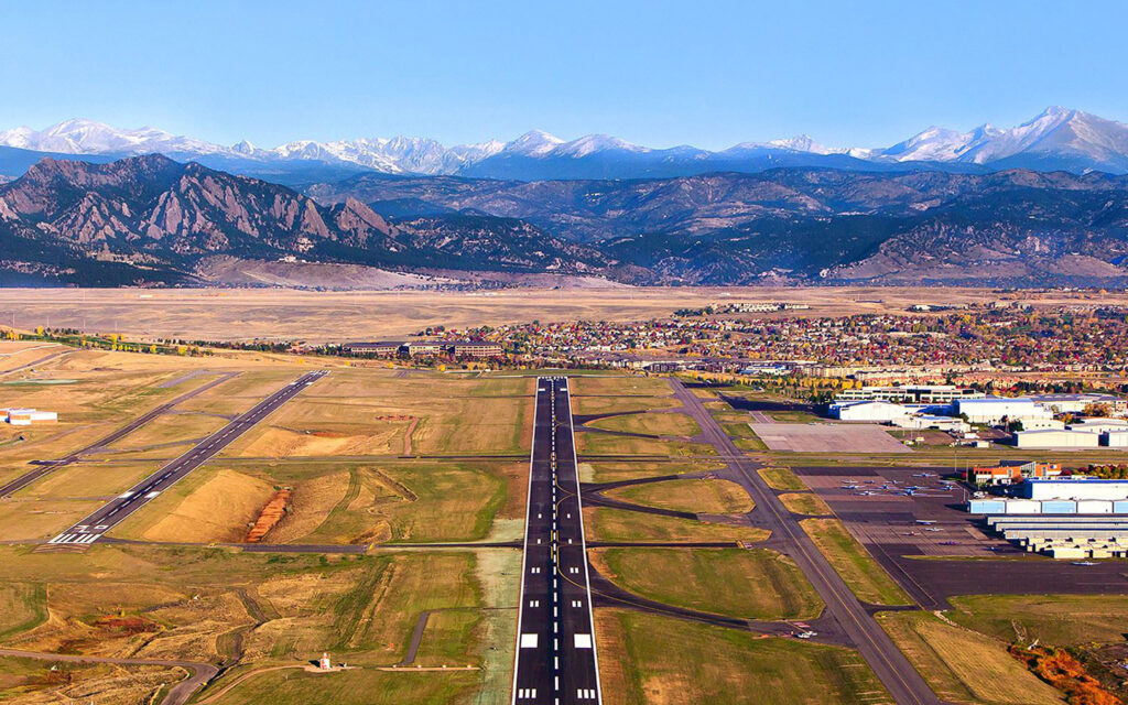 Aerial view of Rocky Mountain Airport in Colorado