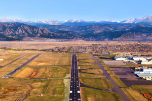 Aerial view of Rocky Mountain Airport in Colorado