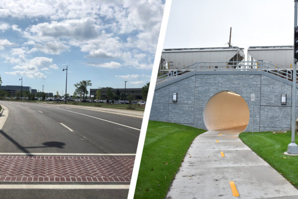 Photo collage of Progress Parkway Road Improvement and Taylor Avenue Pedestrian Underpass